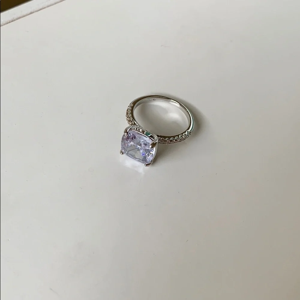 New Princess Engagement Sapphire CZ Silver Ring